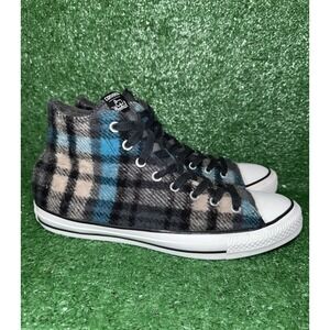 Converse Woolrich Chuck Taylor Hi Top Sneaker Mens 11 Womens 13 Blue Gray Plaid